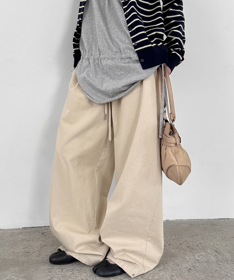 スナップコットンバンディングパンツ CREAM