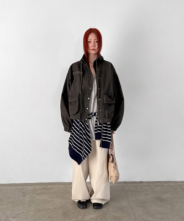 スナップコットンバンディングパンツ CREAM