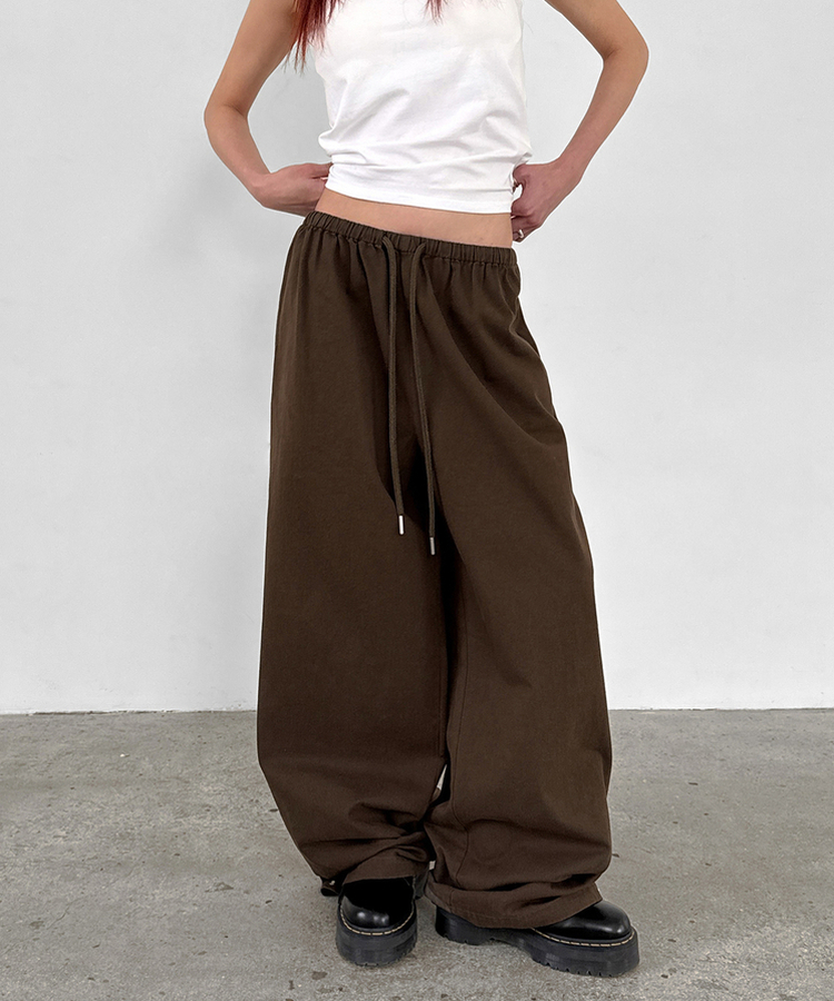 スナップコットンバンディングパンツ BROWN