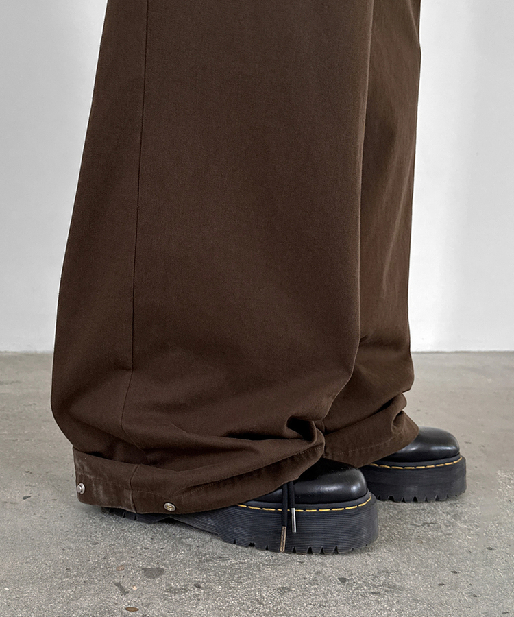 スナップコットンバンディングパンツ BROWN