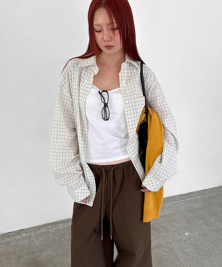 スナップコットンバンディングパンツ BROWN