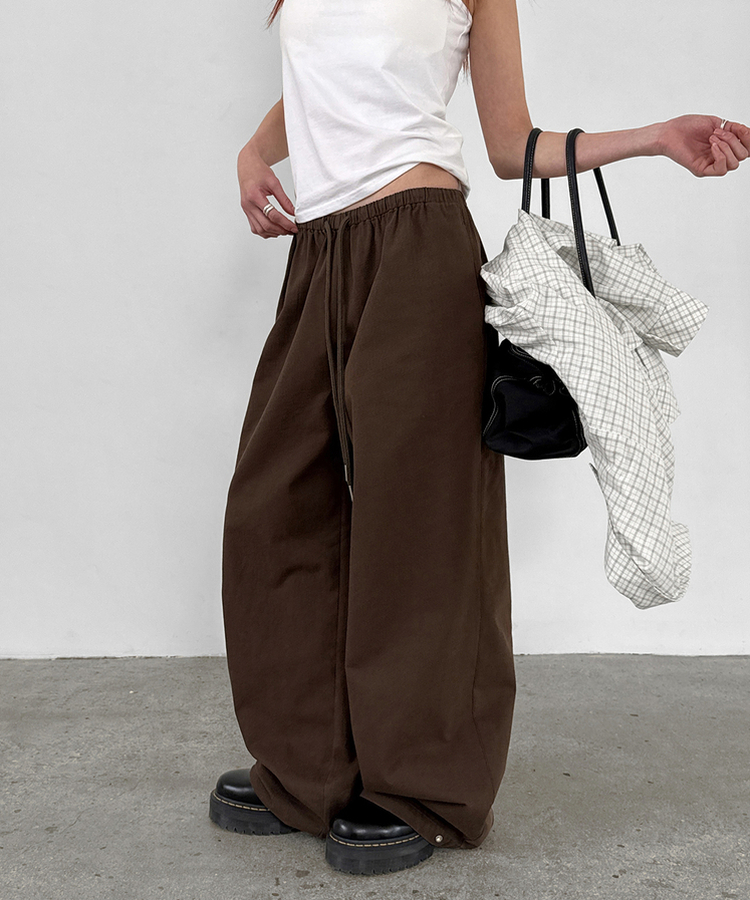 スナップコットンバンディングパンツ BROWN