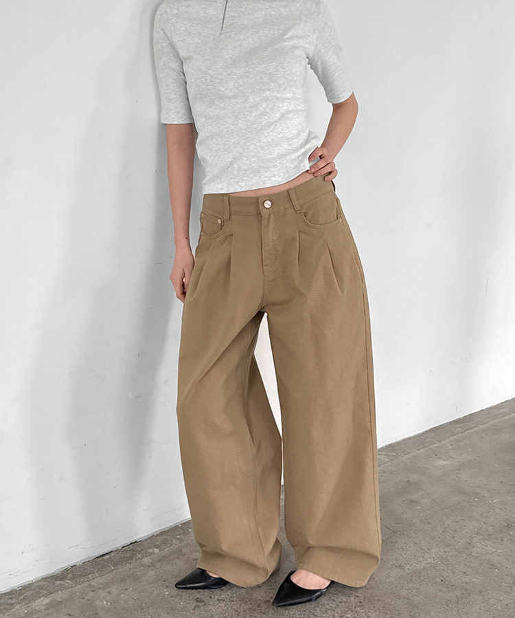 ミウワイドコットンパンツ BEIGE