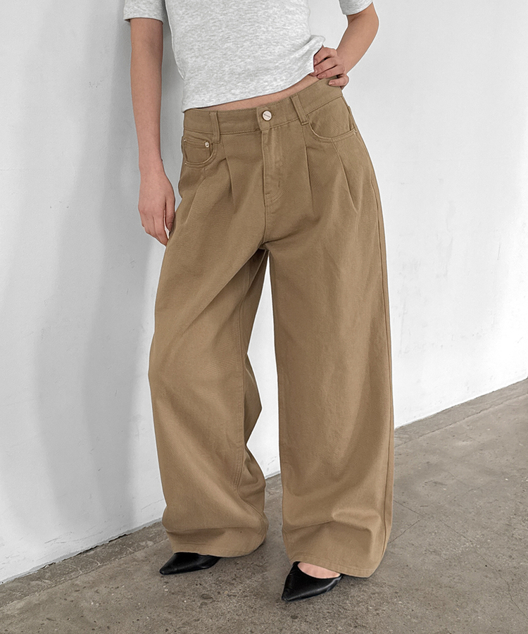 ミウワイドコットンパンツ BEIGE