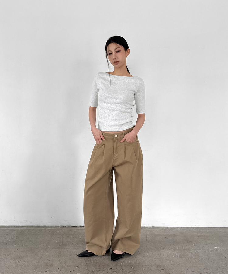 ミウワイドコットンパンツ BEIGE