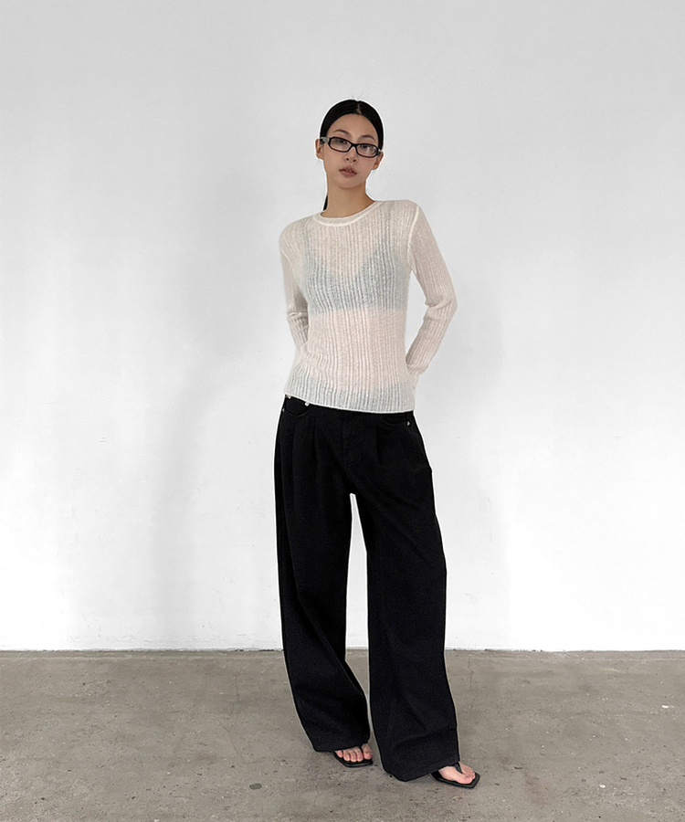 ミウワイドコットンパンツ BLACK