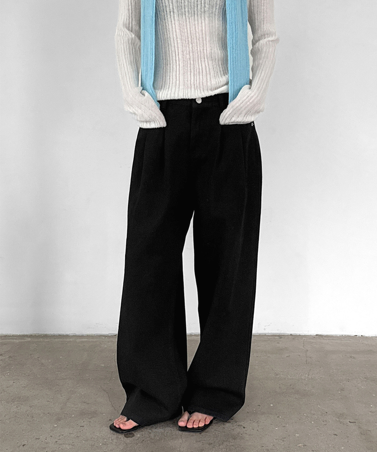 ミウワイドコットンパンツ BLACK