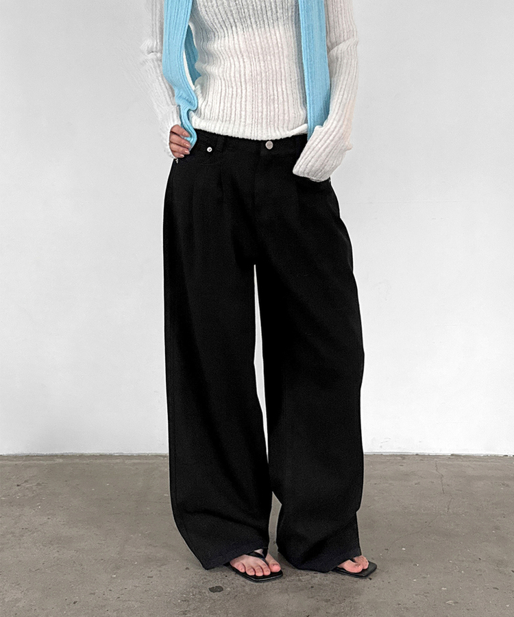 ミウワイドコットンパンツ BLACK