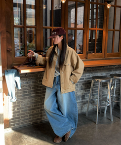 【丈別】バルーンワイドデニムパンツ MID DENIM