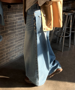 【丈別】バルーンワイドデニムパンツ MID DENIM