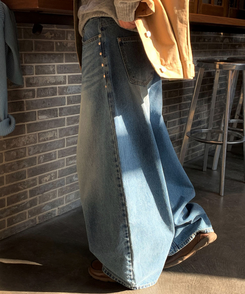 【丈別】バルーンワイドデニムパンツ MID DENIM