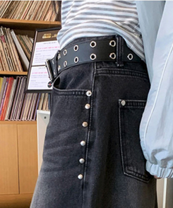 【丈別】バルーンワイドデニムパンツ BLACK DENIM