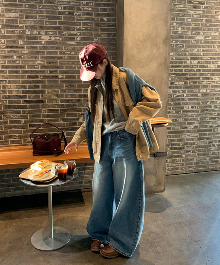 【丈別】バルーンワイドデニムパンツ MID DENIM