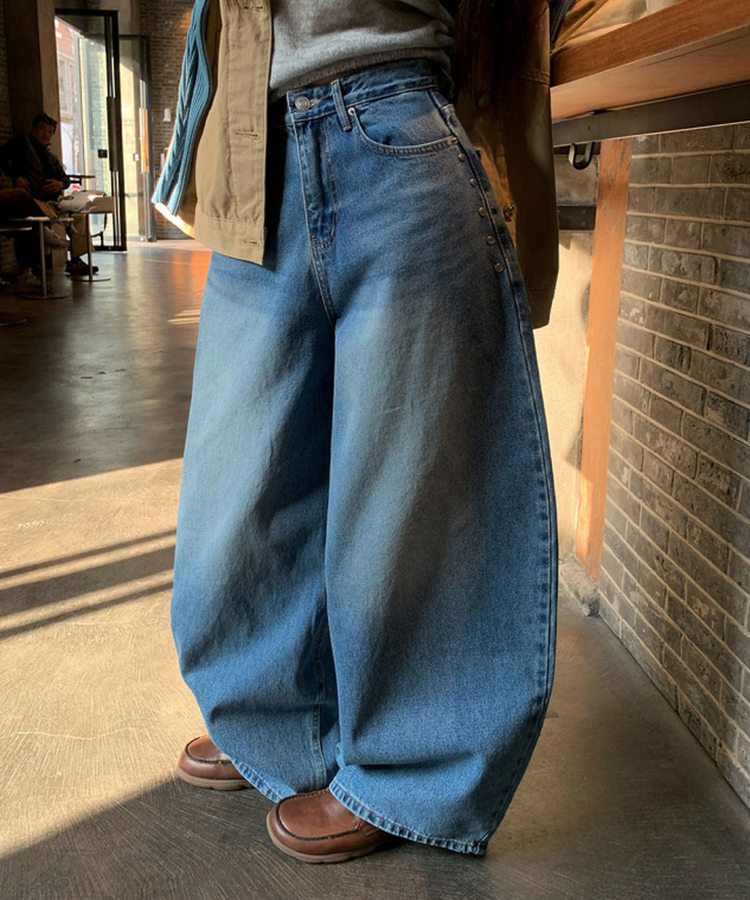 【丈別】バルーンワイドデニムパンツ MID DENIM