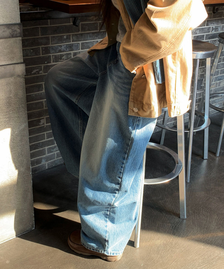 【丈別】バルーンワイドデニムパンツ MID DENIM