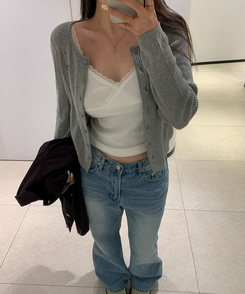 パンチングカーディガン GREY