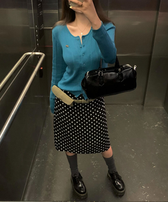 パンチングカーディガン BLUE