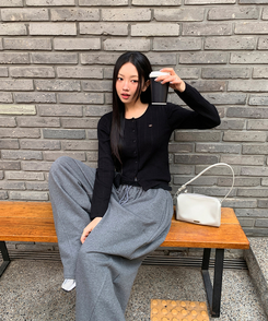 パンチングカーディガン BLACK