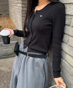 パンチングカーディガン BLACK