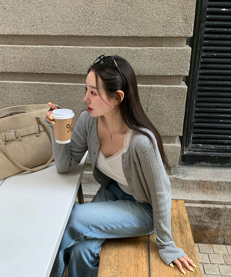 パンチングカーディガン GREY