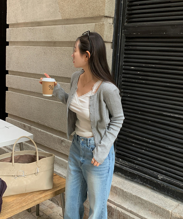 パンチングカーディガン GREY
