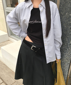 ストライプレタリングオーバーシャツ IVORY