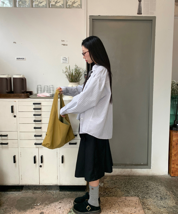 ストライプレタリングオーバーシャツ IVORY