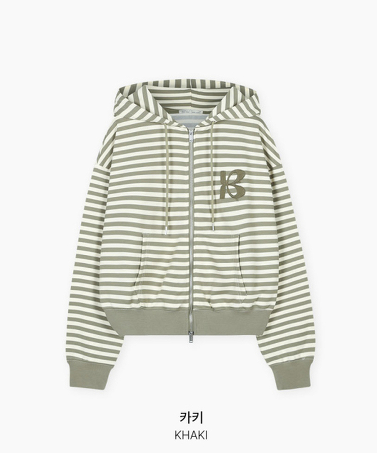 【SET】ストライプフードジップアップ＋ショートパンツ