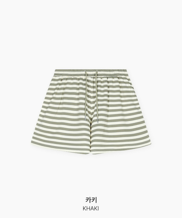 【SET】ストライプフードジップアップ＋ショートパンツ