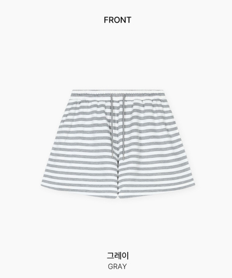 【SET】ストライプフードジップアップ＋ショートパンツ