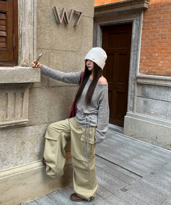 シースルーウエストベルトニット(5color) GREY