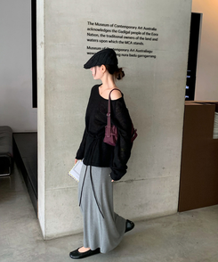 シースルーウエストベルトニット(5color) BLACK