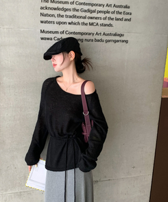 シースルーウエストベルトニット(5color) BLACK