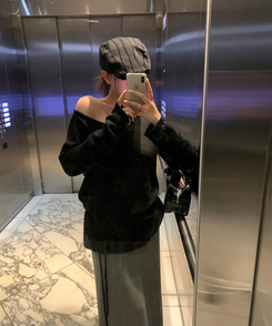 シースルーウエストベルトニット(5color) BLACK