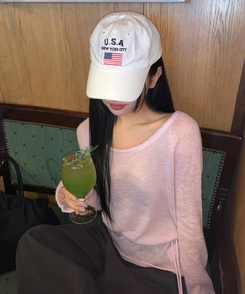 シースルーウエストベルトニット(5color) PINK