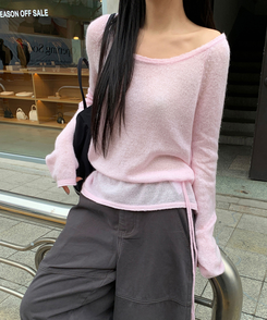 シースルーウエストベルトニット(5color) PINK