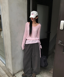 シースルーウエストベルトニット(5color) PINK