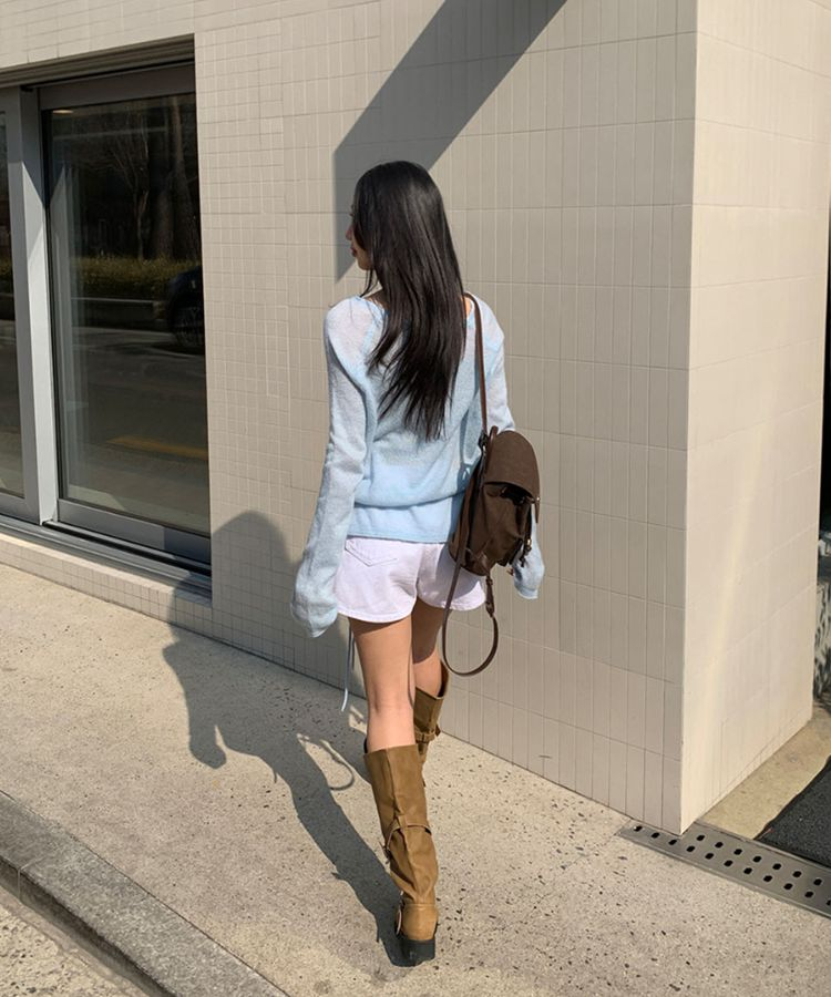 シースルーウエストベルトニット(5color) SKY BLUE