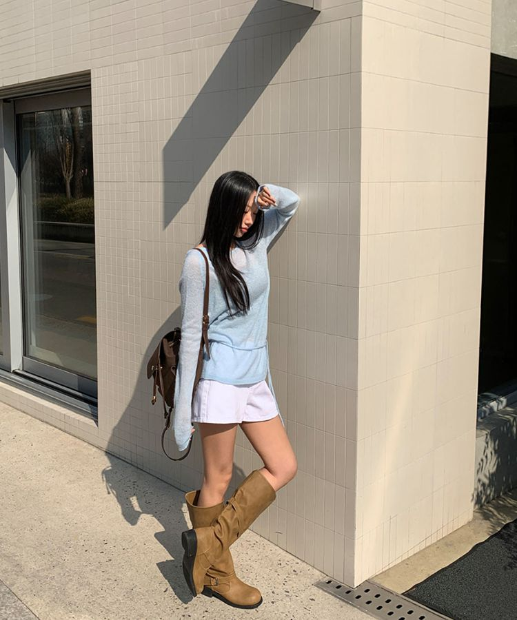 シースルーウエストベルトニット(5color) SKY BLUE