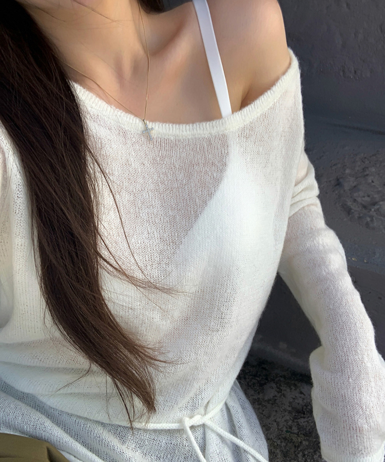 シースルーウエストベルトニット(5color) WHITE