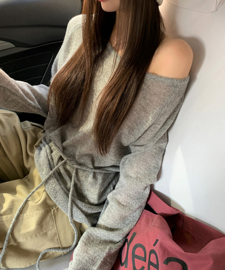 シースルーウエストベルトニット(5color) GREY