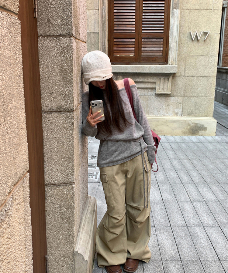 シースルーウエストベルトニット(5color) GREY