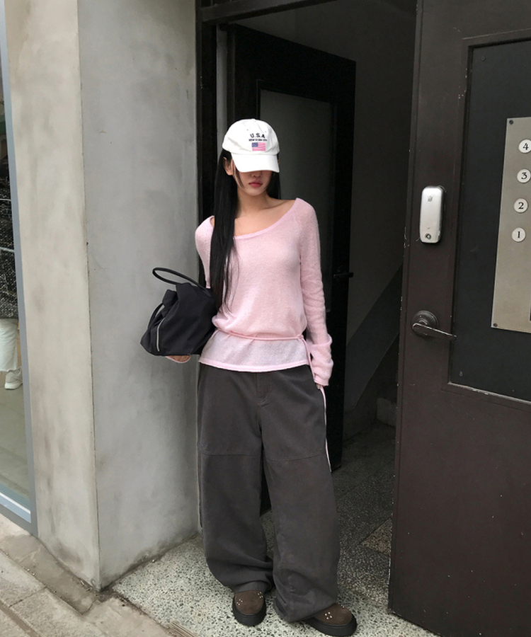 シースルーウエストベルトニット(5color) PINK