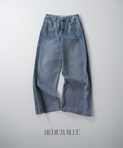 サイドピンテックワイドデニムパンツ