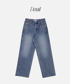 サイドピンテックワイドデニムパンツ