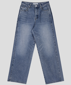 サイドピンテックワイドデニムパンツ