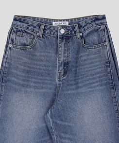 サイドピンテックワイドデニムパンツ