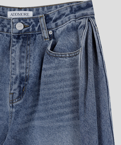 サイドピンテックワイドデニムパンツ