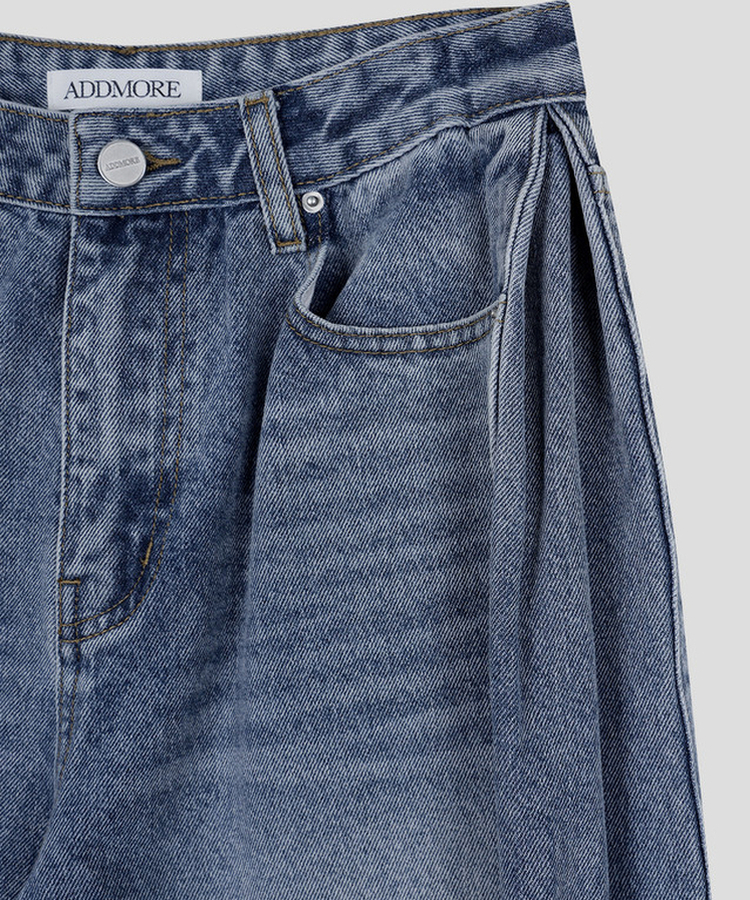 サイドピンテックワイドデニムパンツ