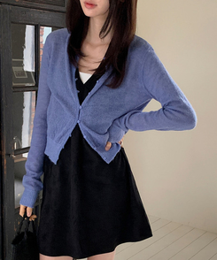 シースルーラウンドカーディガン Smog blue